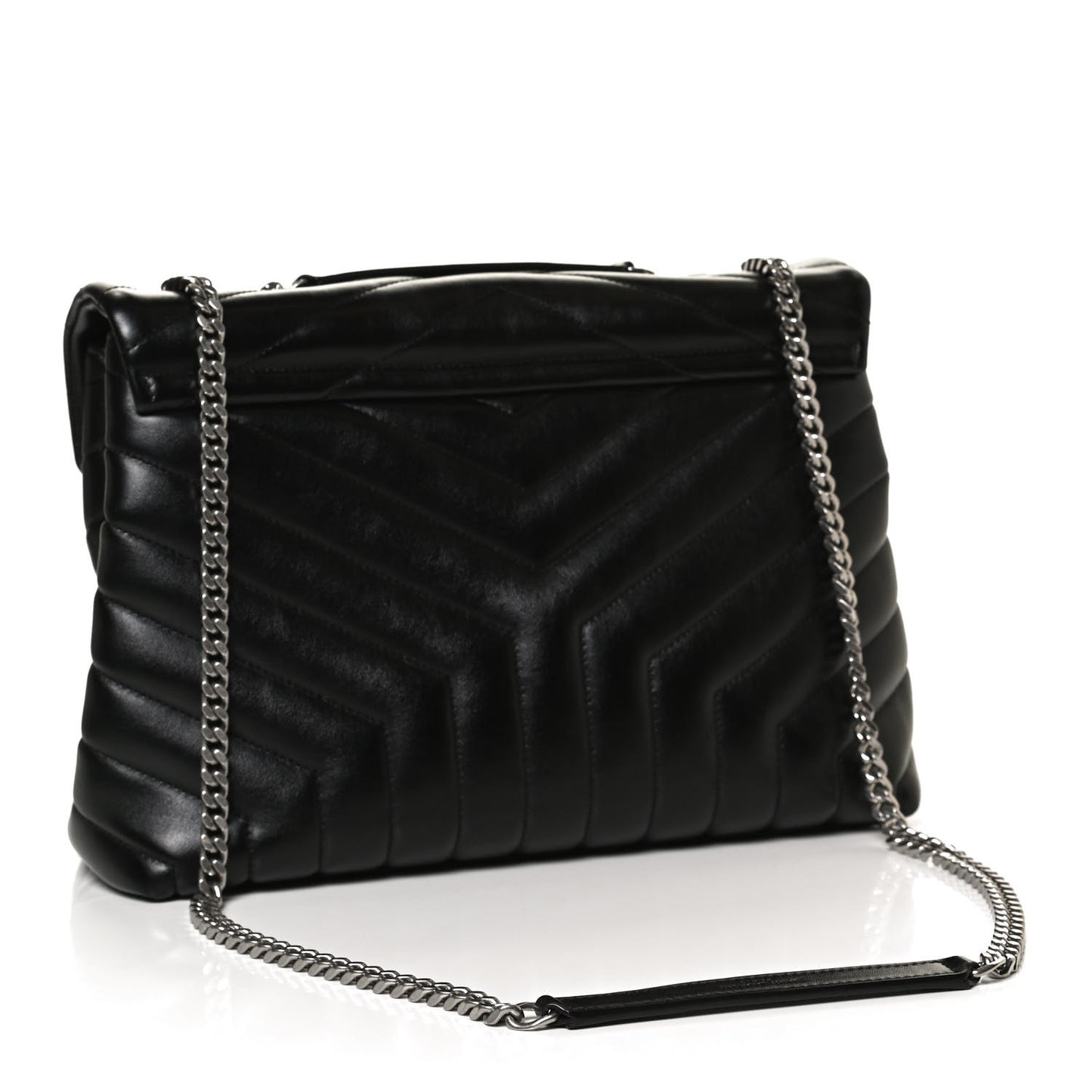 Calfskin Y Quilted Monogram Medium Loulou Chain Satchel Black
