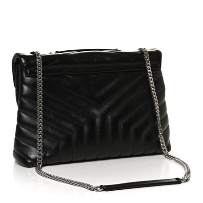 Saint Laurent Calfskin Y Quilted Monogram Medium Loulou Chain Satchel Black 3 of 12
