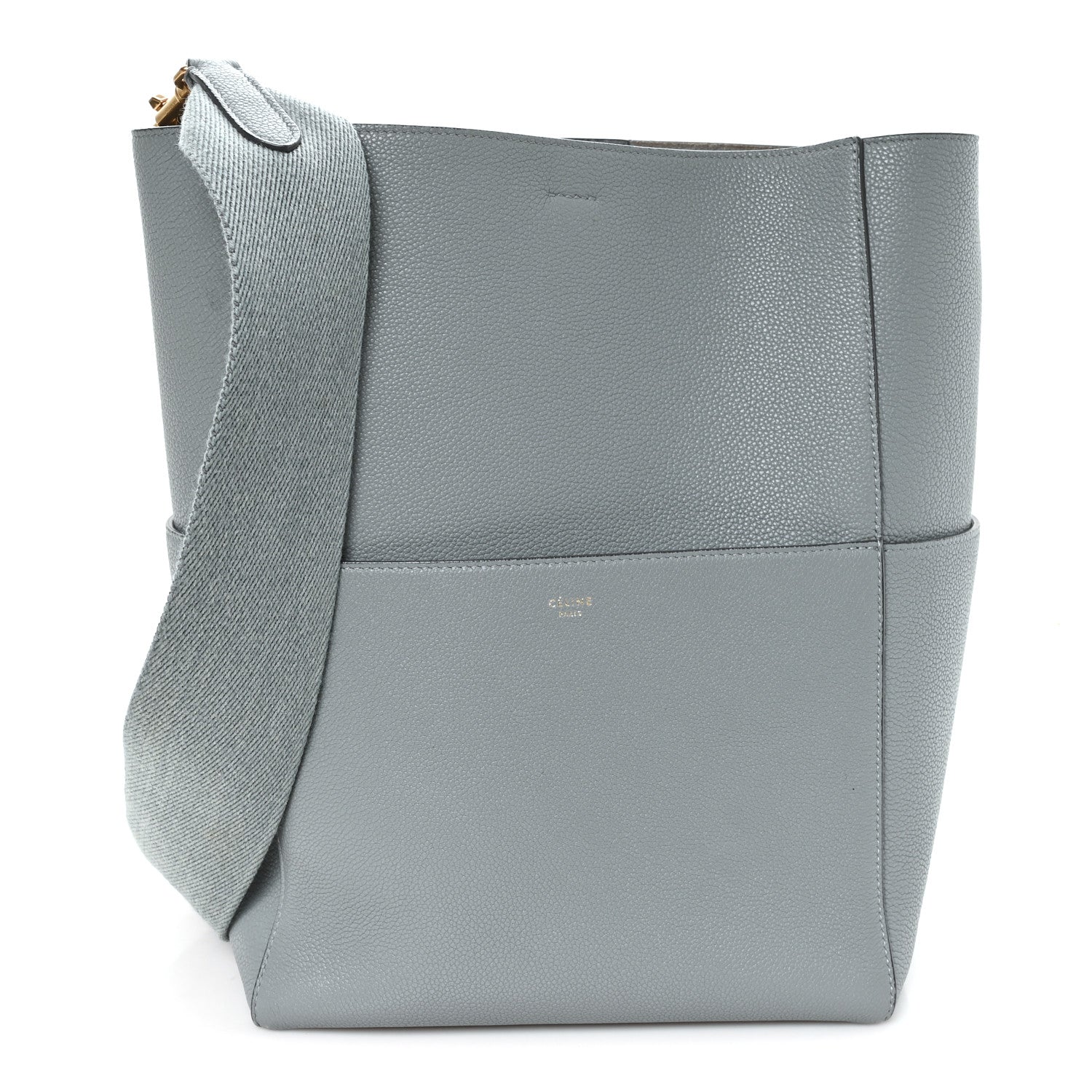 Celine Soft Grained Calfskin Sangle Bucket Bag Storm 1 of 11