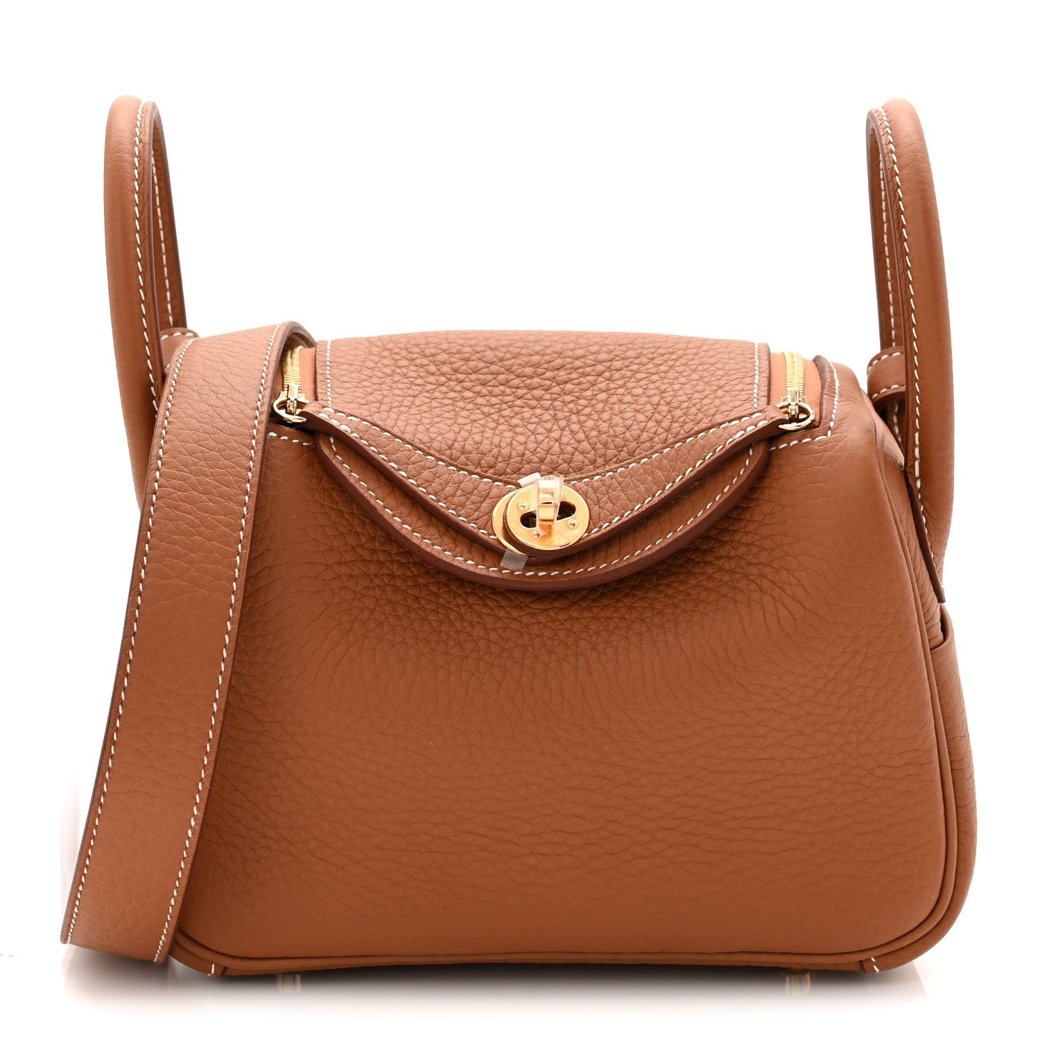Hermes Taurillon Clemence Mini Lindy 20 Gold 1 of 11