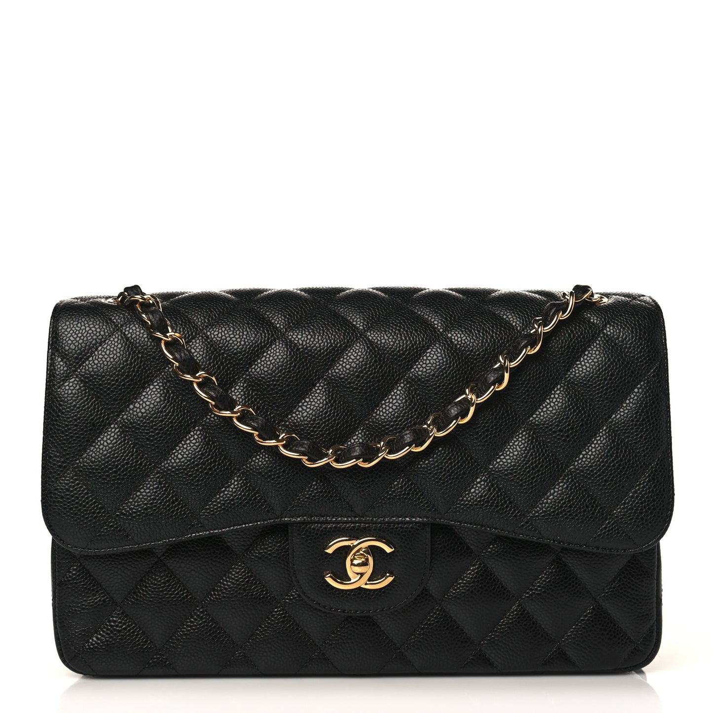 Caviar Quilted Jumbo Double Flap Black