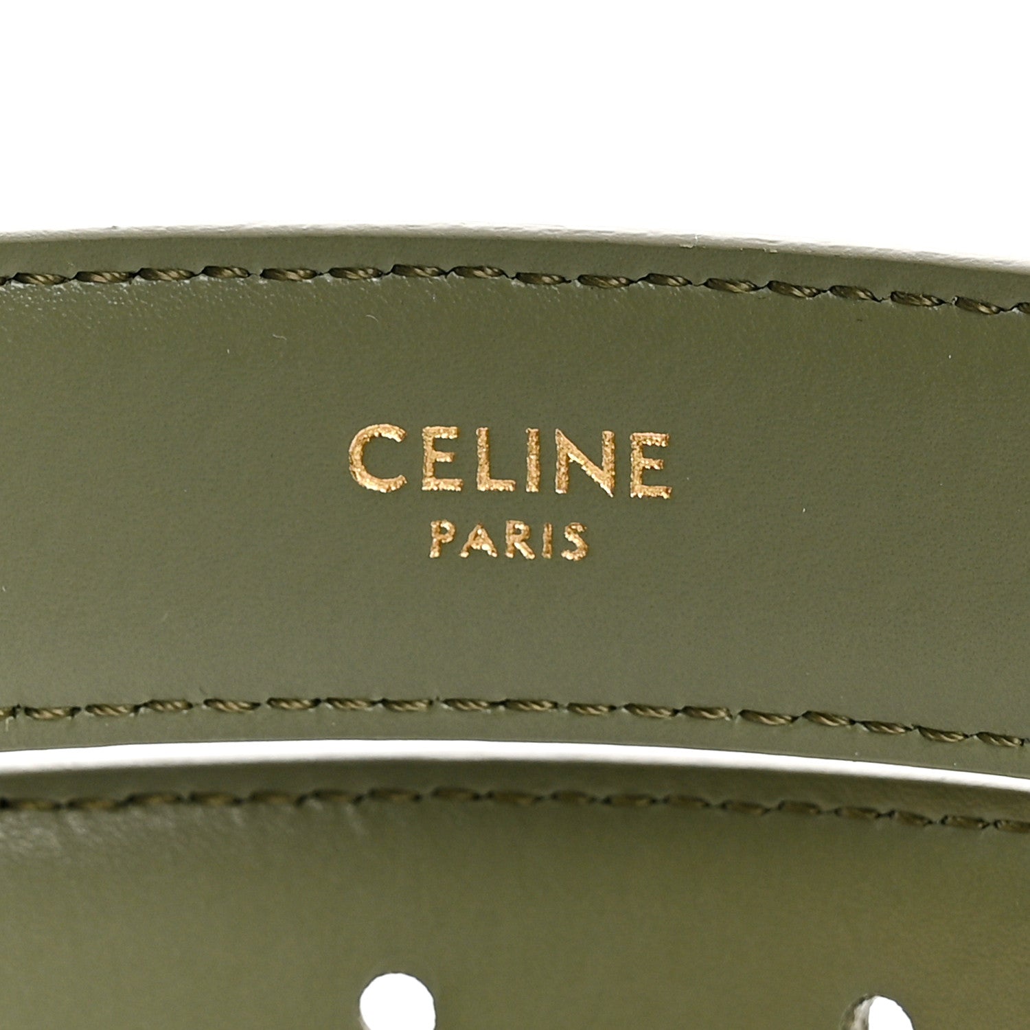Celine Box Calfskin Medium 25mm Triomphe Belt 80 32 Fall Green 3 of 6