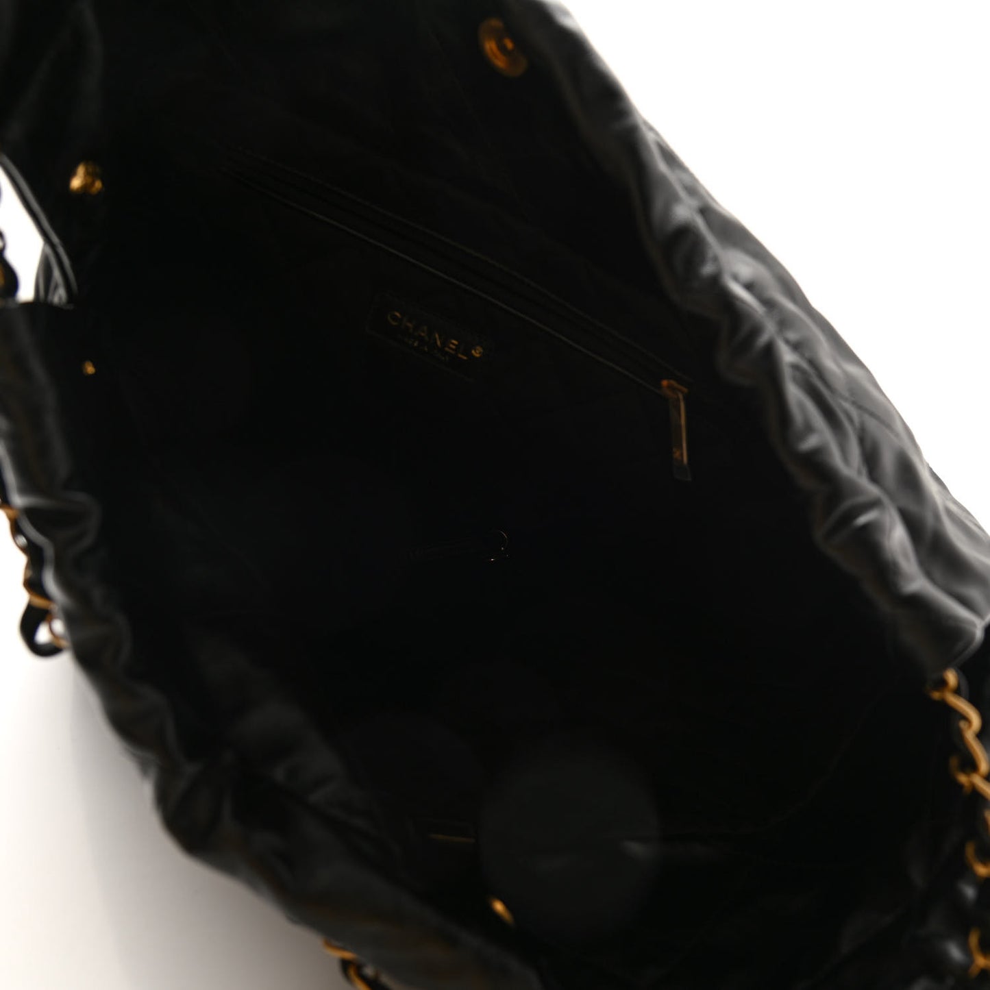 Shiny Calfskin Quilted Chanel 22 Black