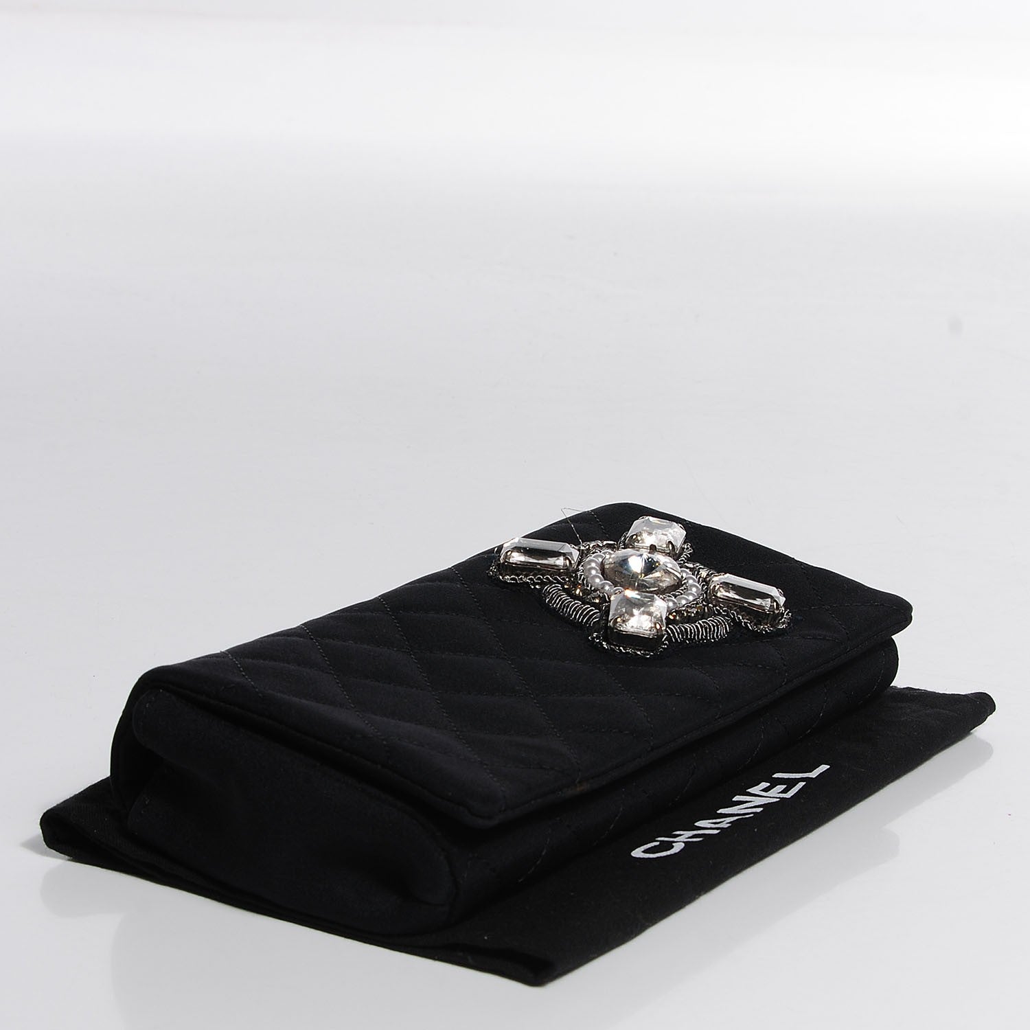 Chanel Nylon Quilted East West Crystal Flap Black 3 of 8