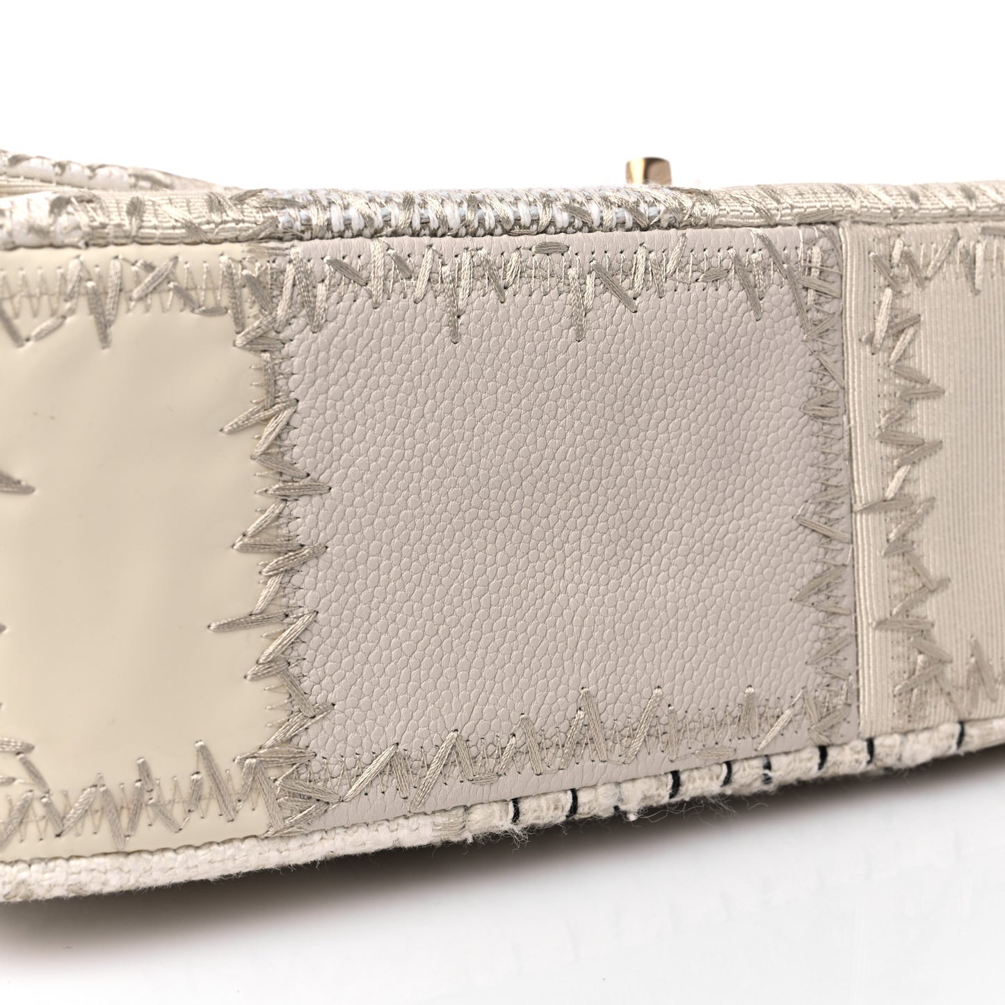Tweed Patchwork Jumbo Single Flap White