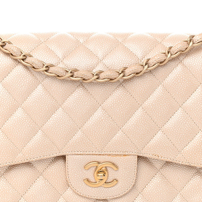 Chanel Iridescent Caviar Quilted Jumbo Double Flap Beige 8 of 21