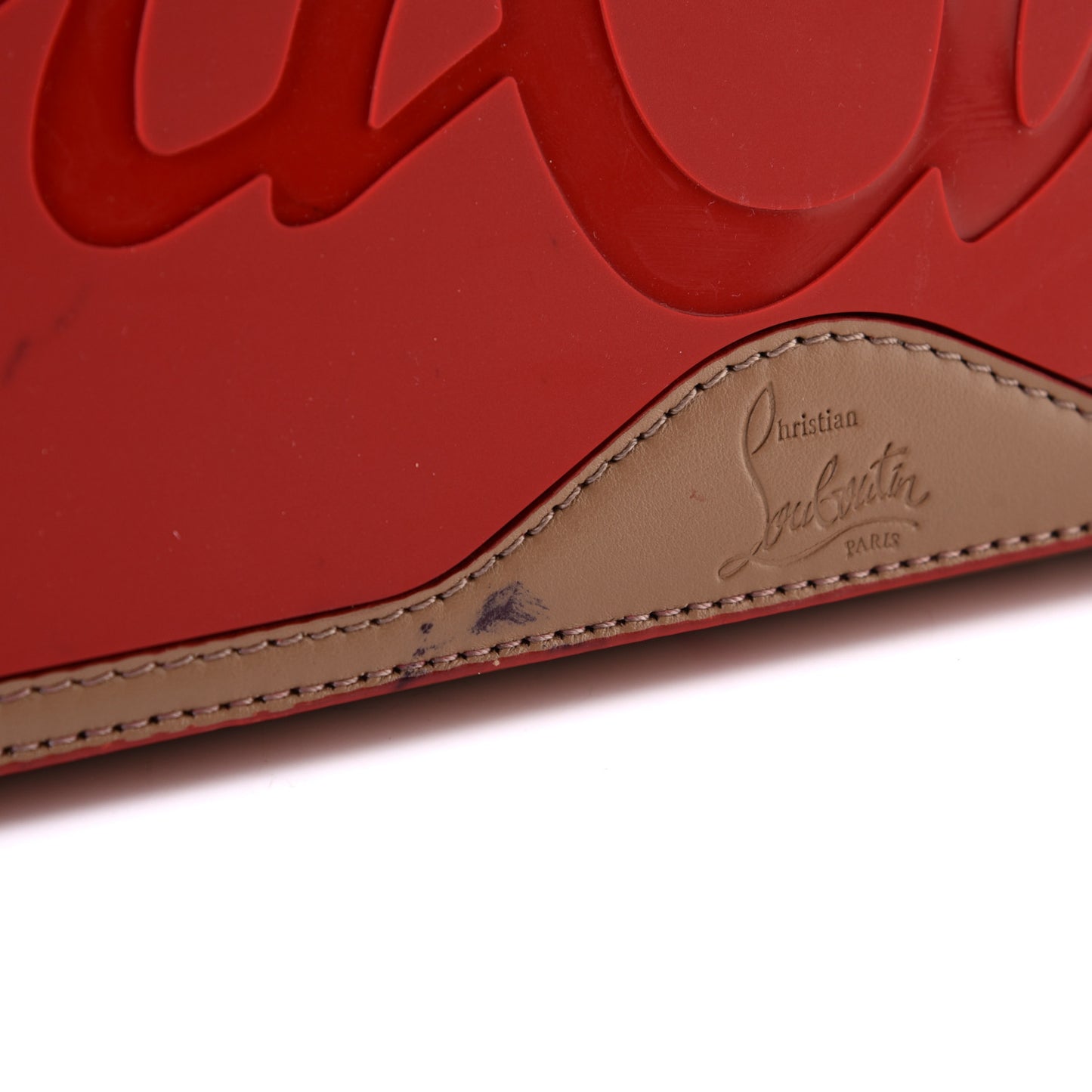 Calfskin Spikes Loubi Print East West Cabata Tote Kraft Red