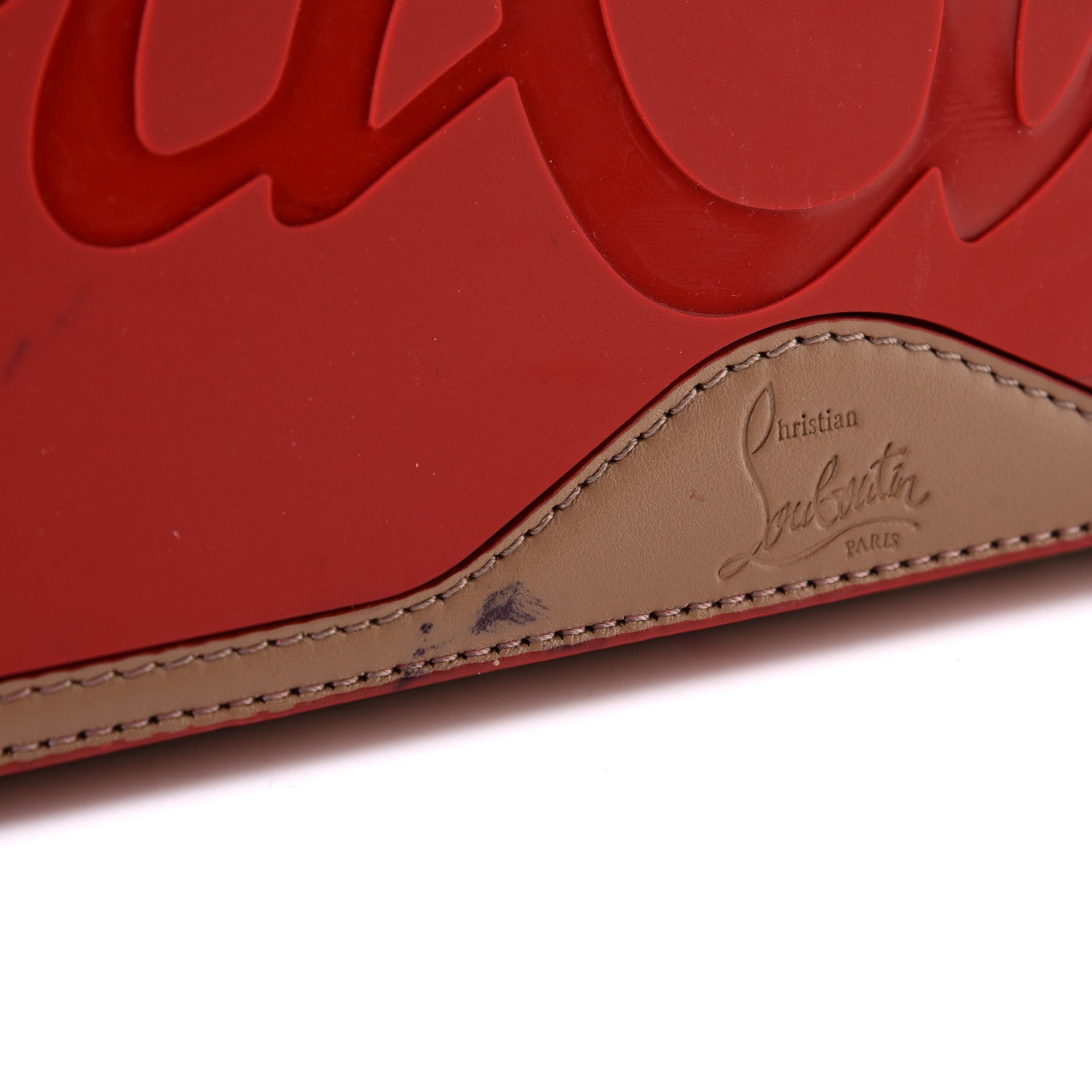 Christian Louboutin Calfskin Spikes Loubi Print East West Cabata Tote Kraft Red 5 of 6