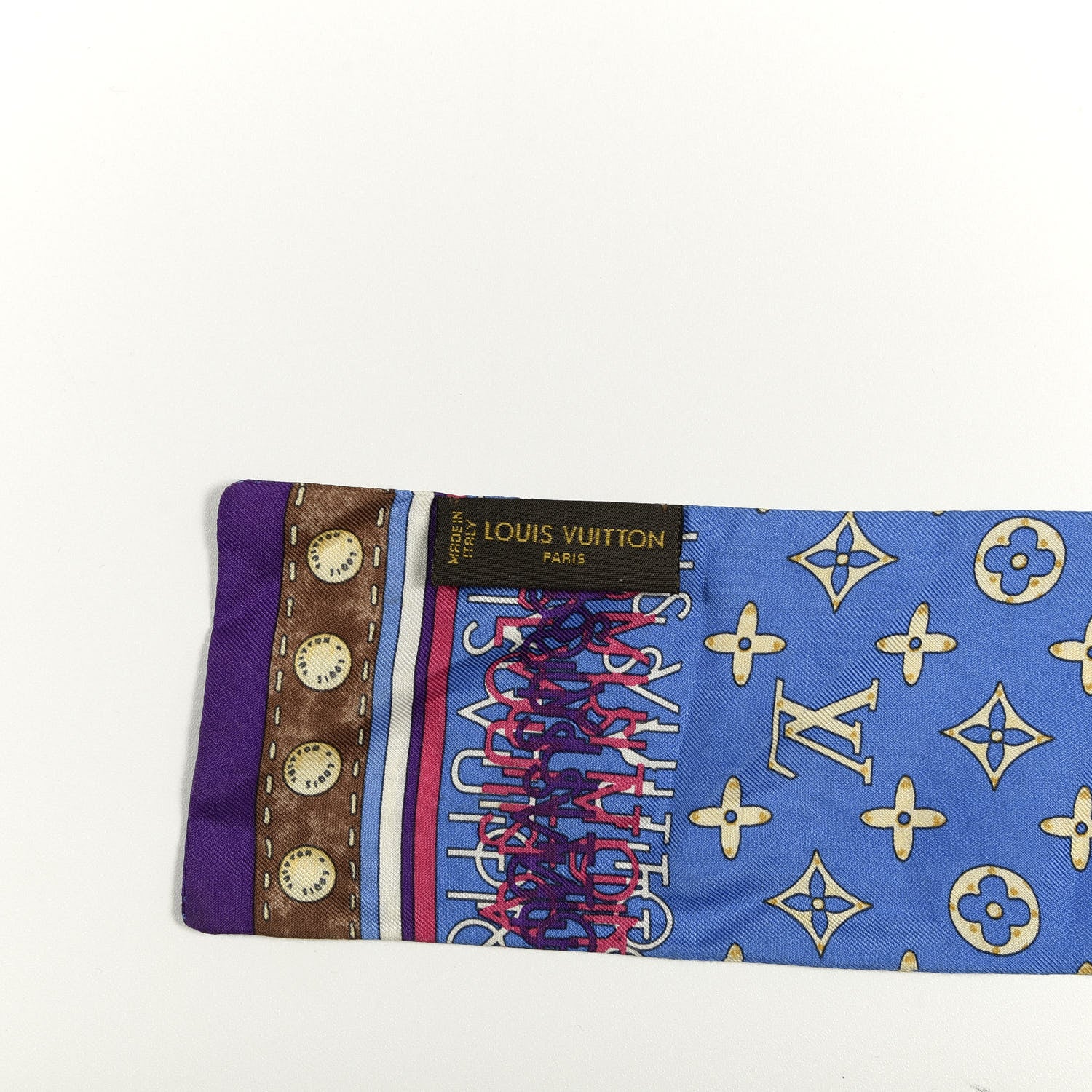 Louis Vuitton Silk Monogram Map Bandeau Blue 5 of 5