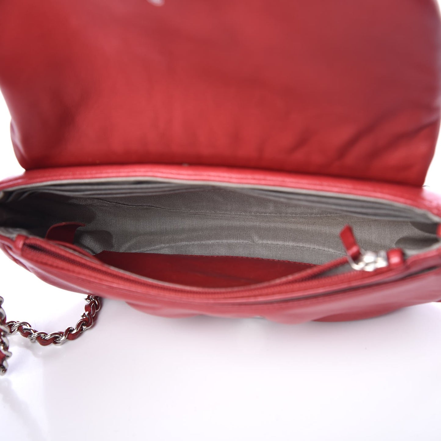 Lambskin Half Moon Wallet On Chain WOC Red