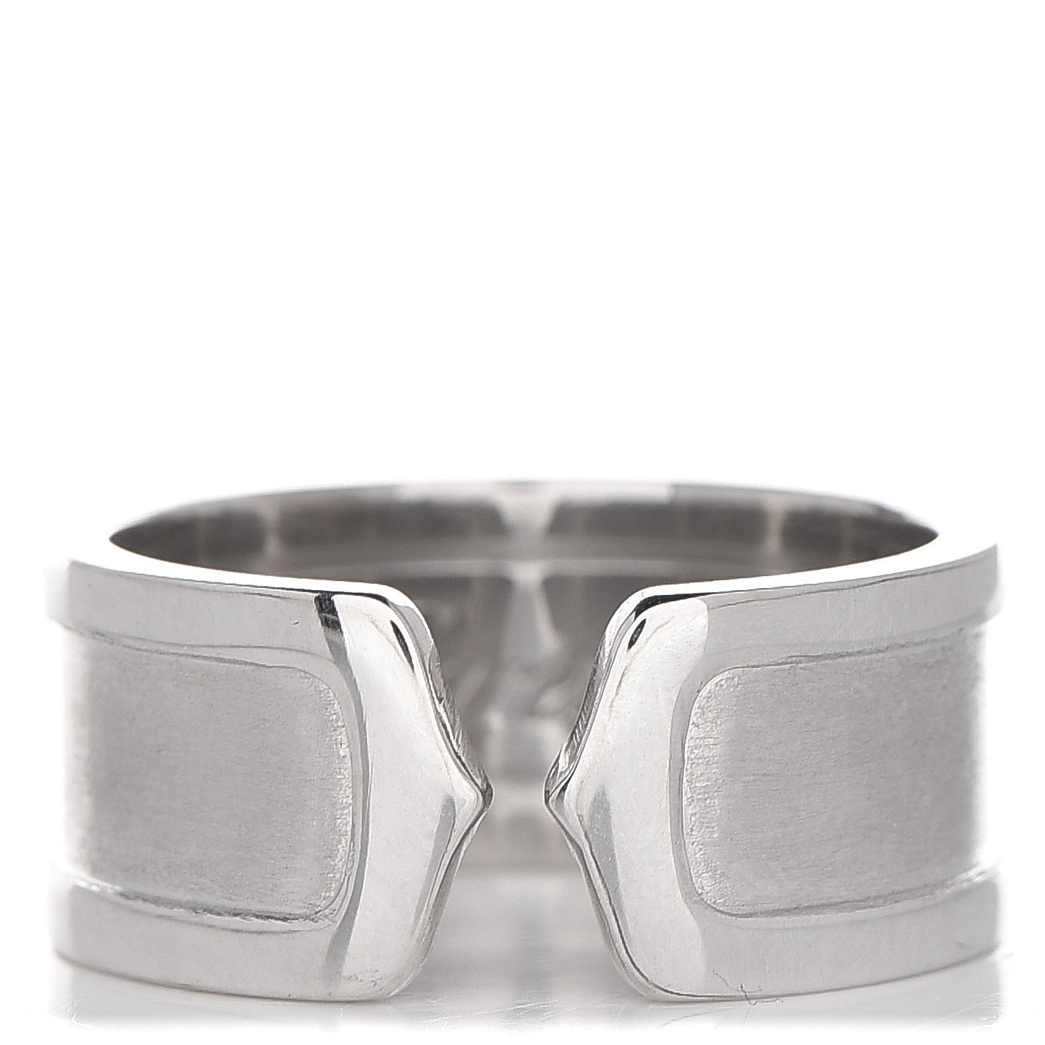 Cartier 18K White Gold 10mm Logo De Ring 60 9.5 1 of 4