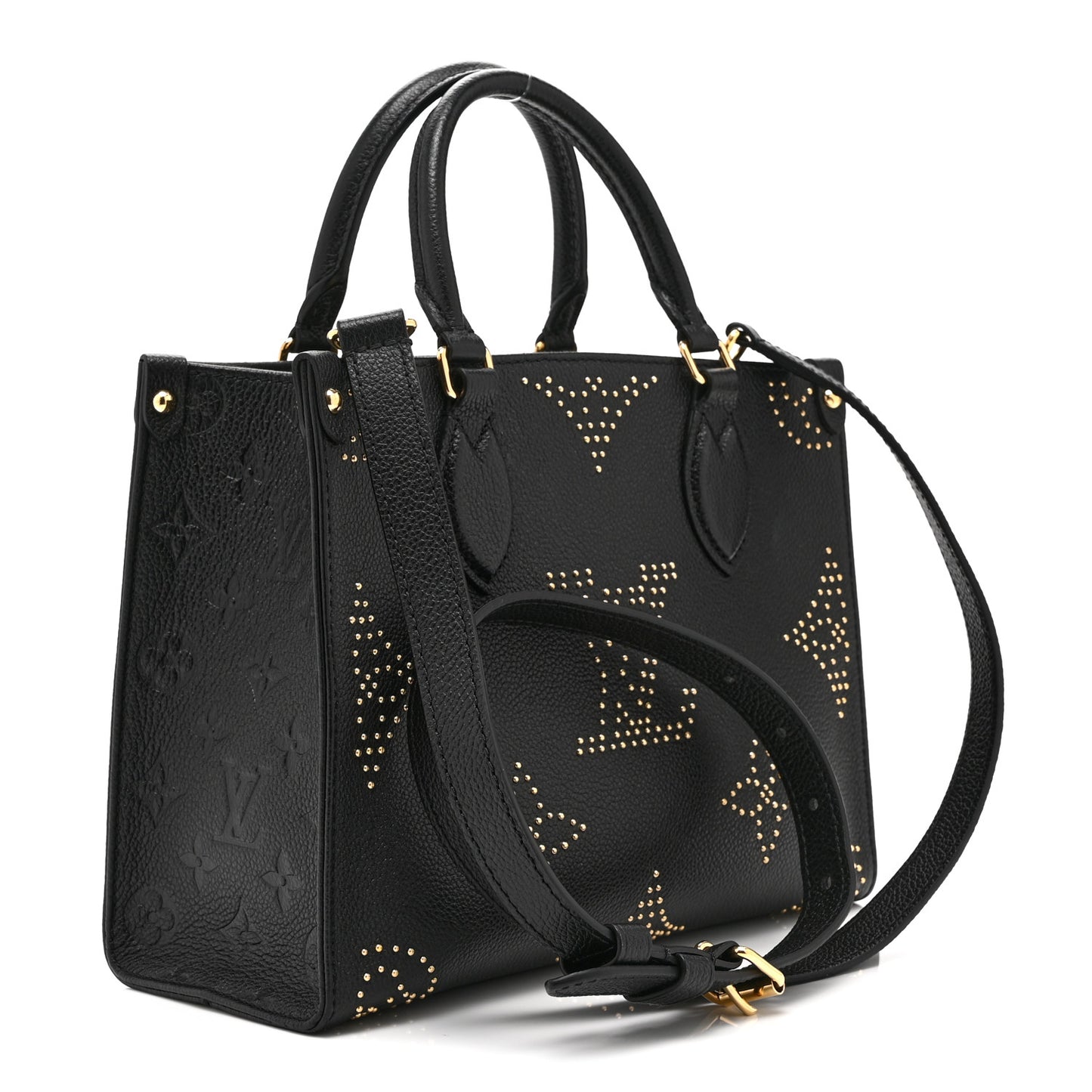 Grained Calfskin Studded Monogram Giant Onthego PM Black