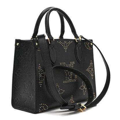 Louis Vuitton Grained Calfskin Studded Monogram Giant Onthego PM Black 3 of 9