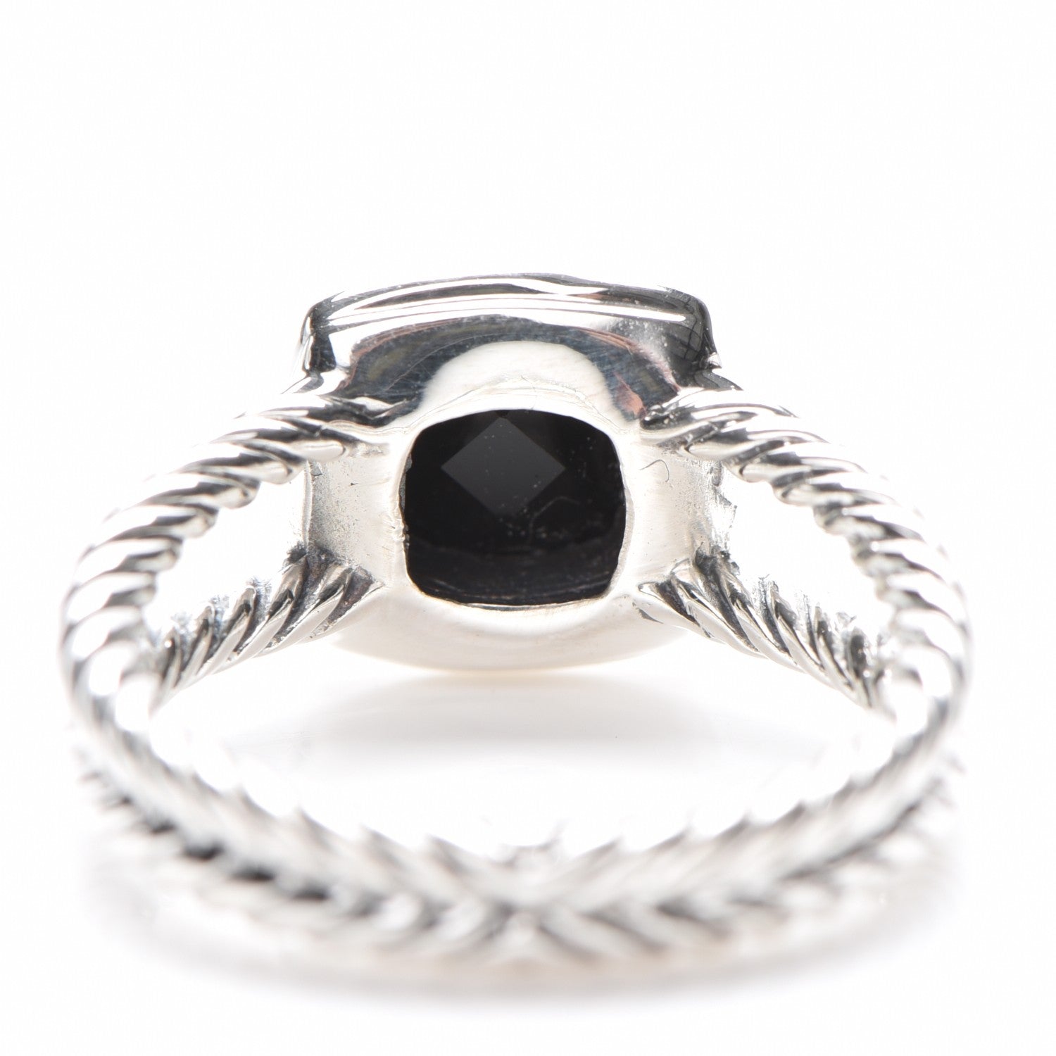 David Yurman Sterling Silver Diamond Black Onyx 7mm Petite Albion Ring 54 6.75 5 of 5