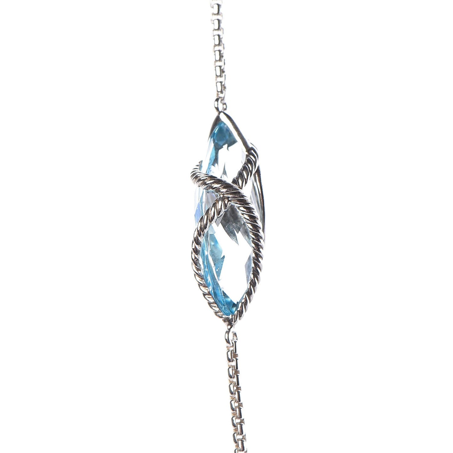 Sterling Silver Blue Topaz Hampton Blue Topaz Cable Wrap Station Necklace