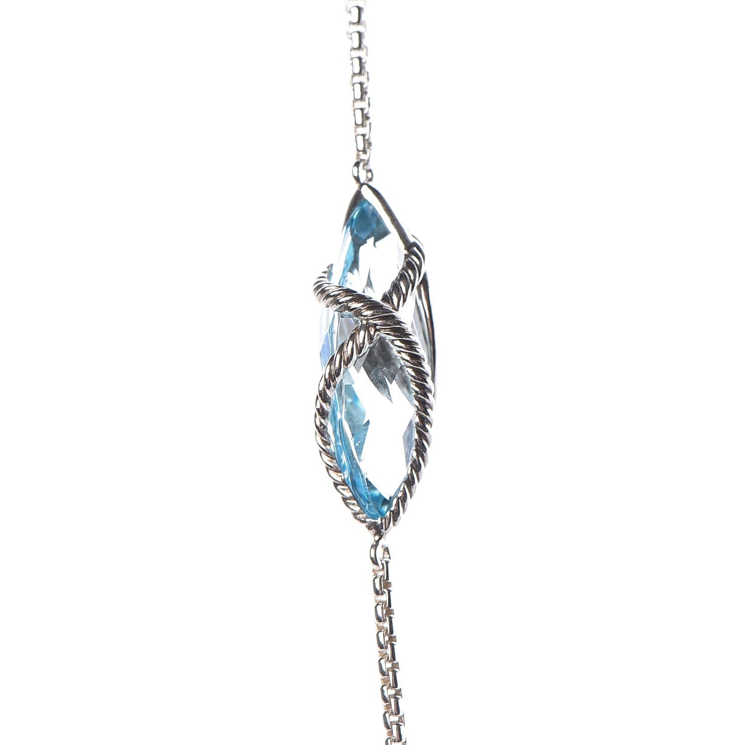 David Yurman Sterling Silver Blue Topaz Hampton Blue Topaz Cable Wrap Station Necklace 4 of 6