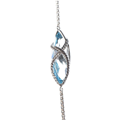 David Yurman Sterling Silver Blue Topaz Hampton Blue Topaz Cable Wrap Station Necklace 4 of 6
