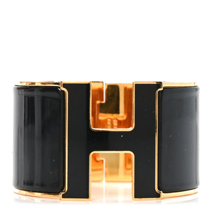 Hermes Enamel Extra Wide Clic Clac H Bracelet PM Black 1 of 4