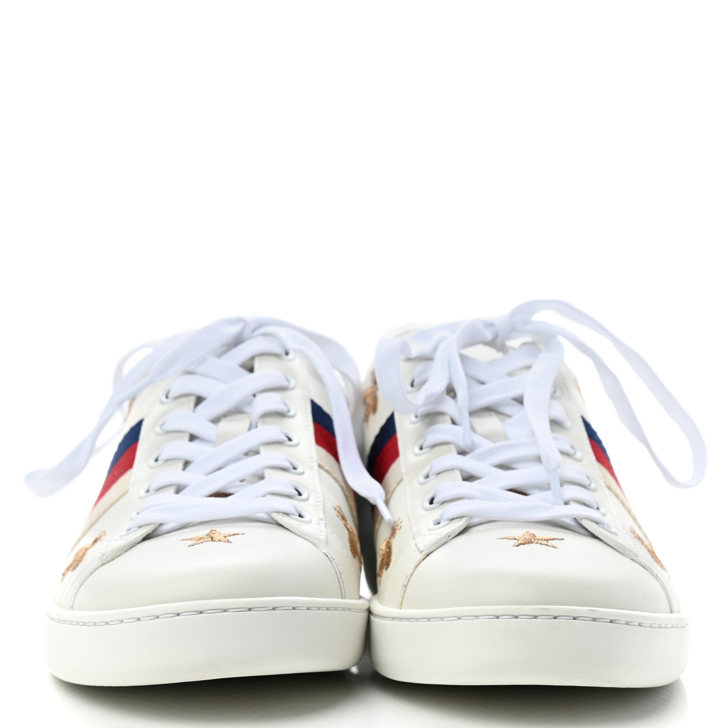 Gucci Calfskin Bee Star Embroidered Sylvie Web Ace Sneakers 40 White 2 of 7
