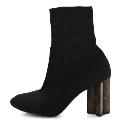 Louis Vuitton Monogram Stretch Fabric Silhouette Ankle Boots 39 Black 1 of 7