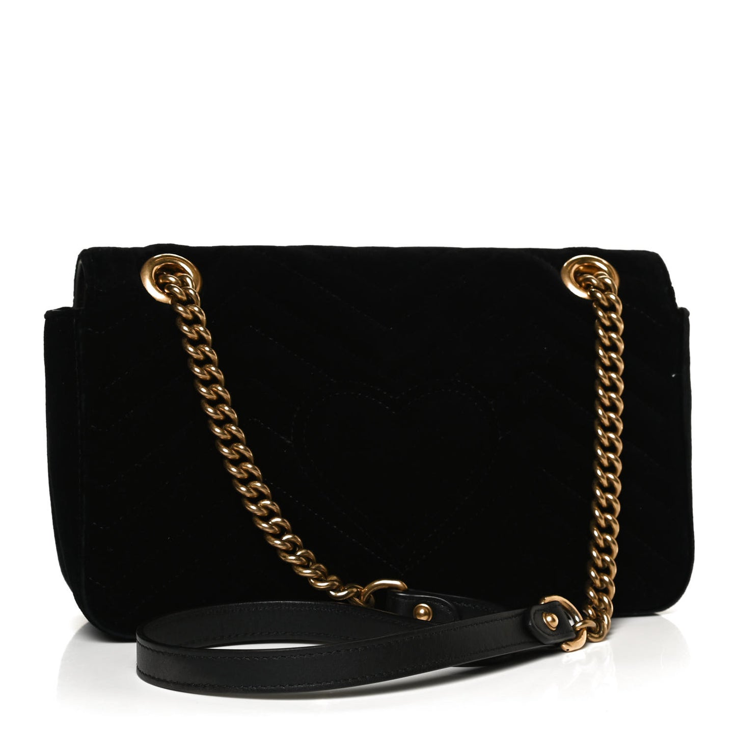 Velvet Matelasse Medium GG Marmont Shoulder Bag Black