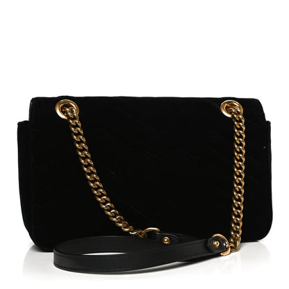 Gucci Velvet Matelasse Medium GG Marmont Shoulder Bag Black 3 of 13