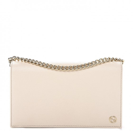 Gucci Textured Calfskin Medium Betty Chain Wallet White 1 of 8