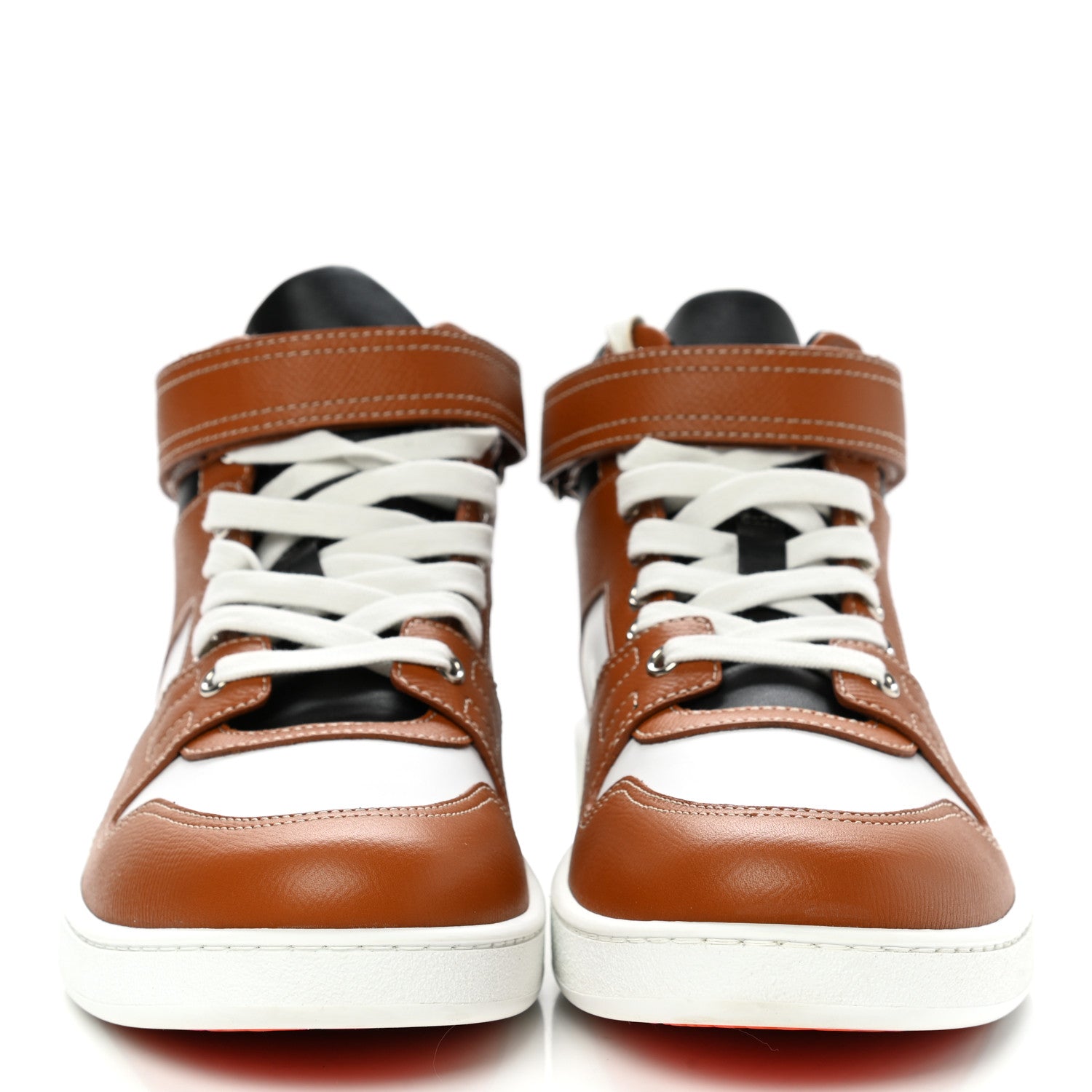 Hermes Calfskin Epsom Mens High Top Freestyle Sneakers 39.5 Naturel Multicolore 2 of 10