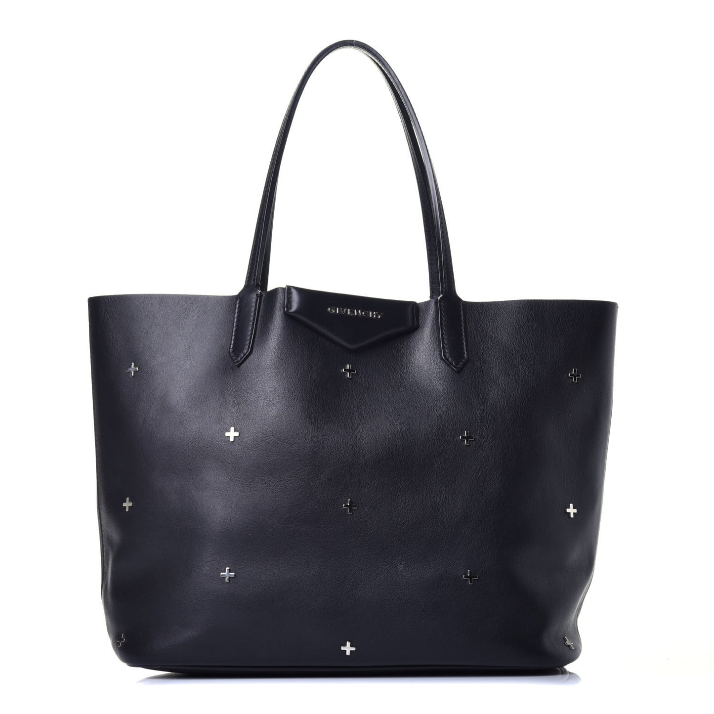 Calfskin Metal Cross Small Antigona Tote Black