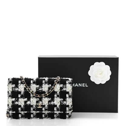 Chanel Tweed Quilted Wallet On Chain WOC Black Ecru White 12 of 12