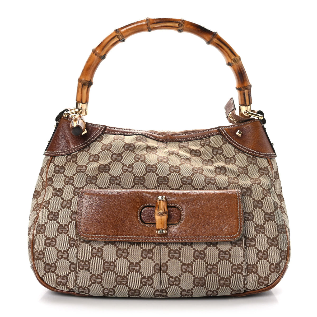 Monogram Canvas Bamboo Top Handle Bag Brown