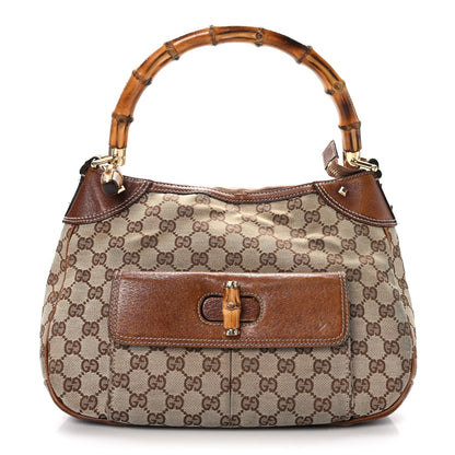 Gucci Monogram Canvas Bamboo Top Handle Bag Brown 1 of 10