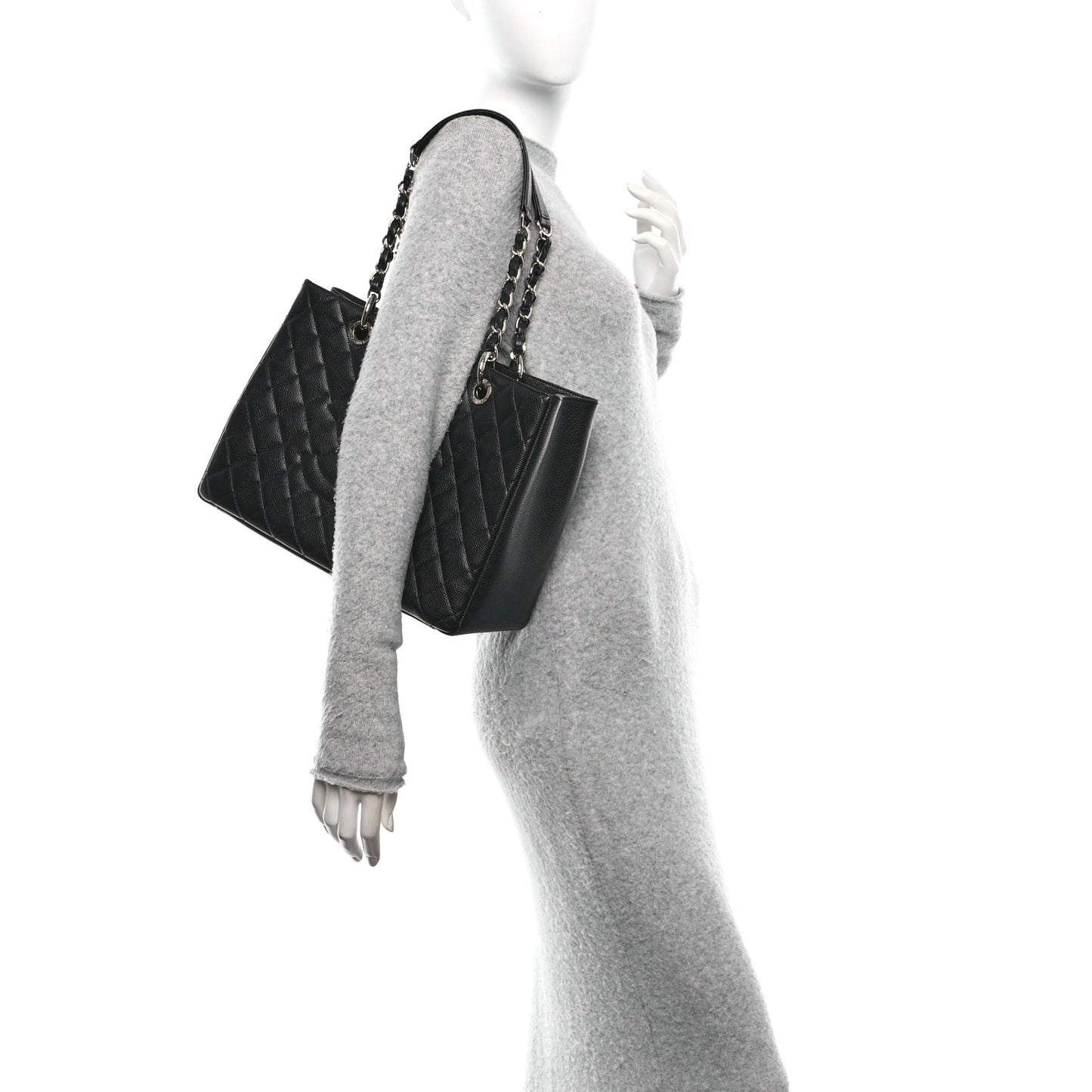 Caviar Quilted Grand Shopping Tote GST Black