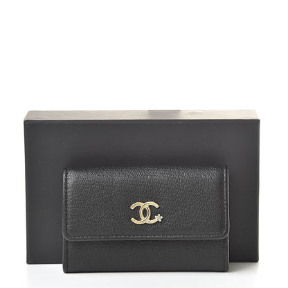 Chanel Goatskin Camellia CC Flap Card Holder Black 11 of 11