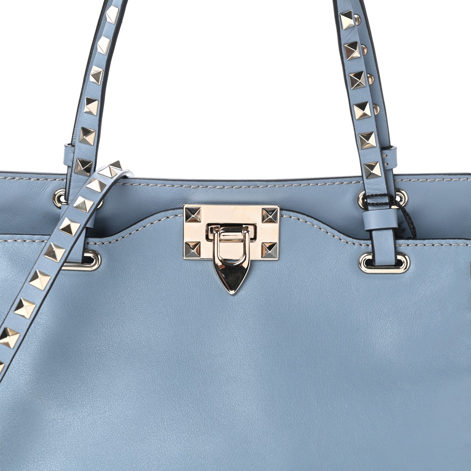 Valentino Garavani Vitello Small Rockstud Tote Grey 7 of 9