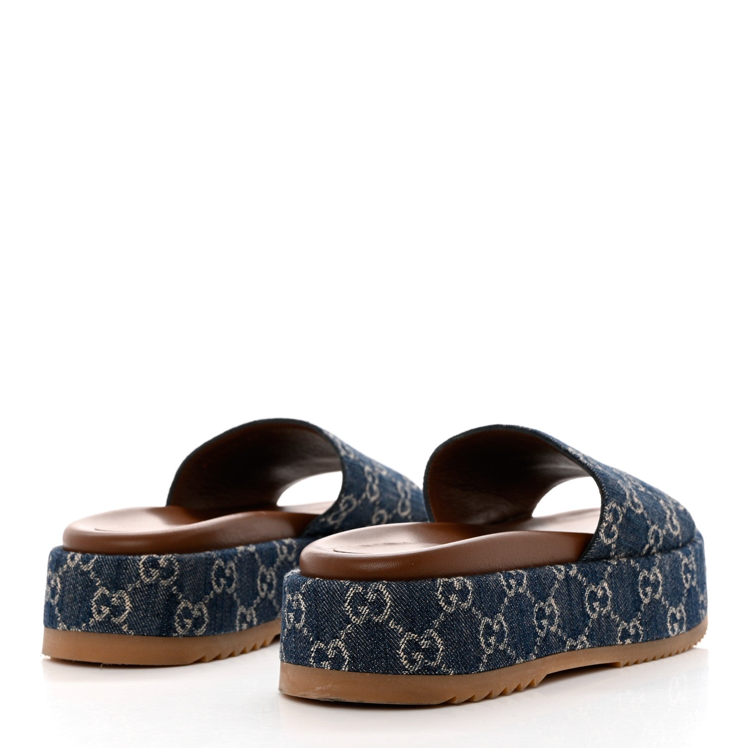 Gucci New Denim GG Monogram Angelina Platform 55mm Slide Sandals 39 Blue Tea 4 of 12