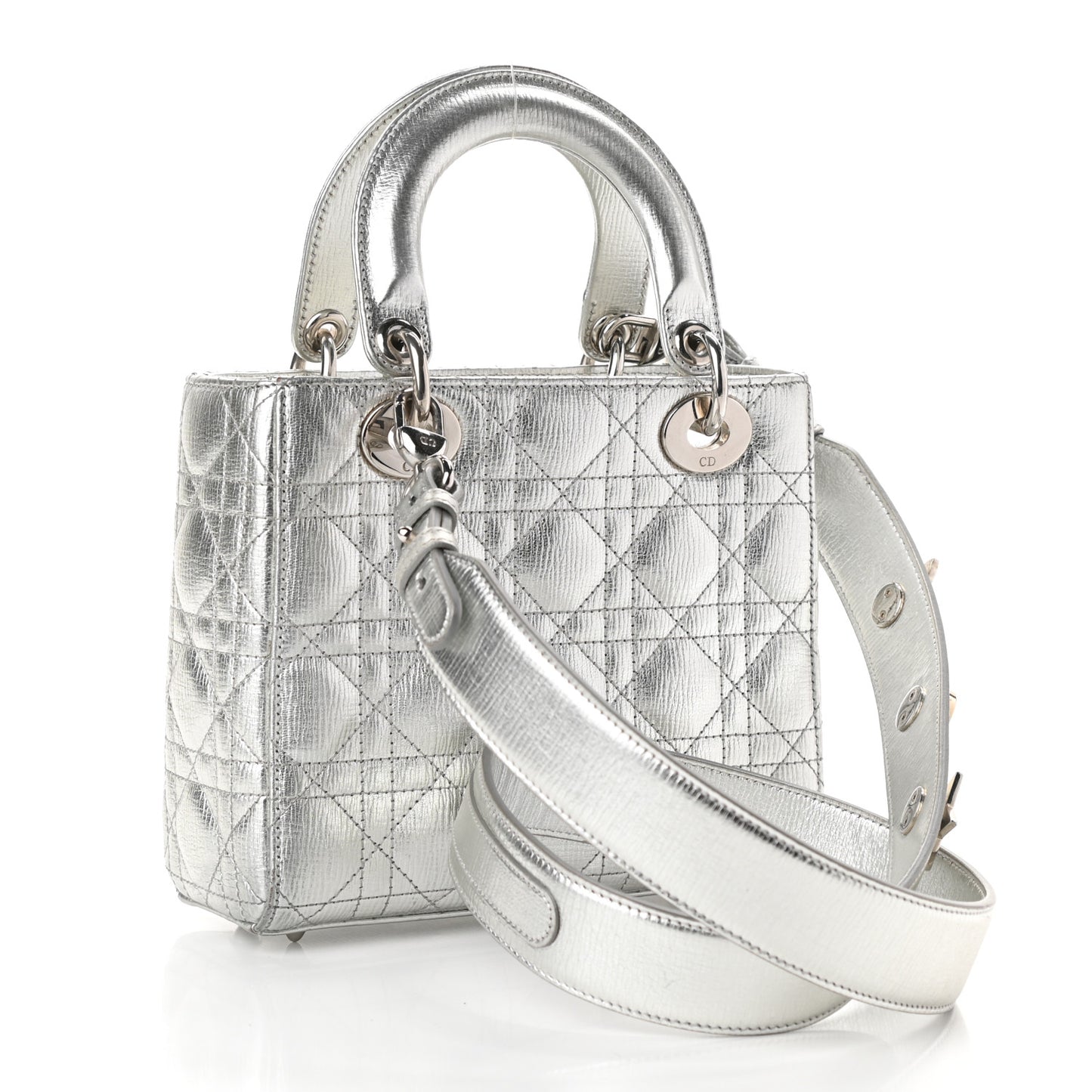 Metallic Grained Calfskin Cannage My ABCDior Lady Dior Silver