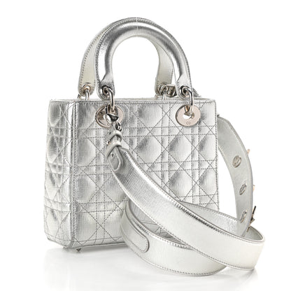 Christian Dior Metallic Grained Calfskin Cannage My ABCDior Lady Dior Silver 3 of 8