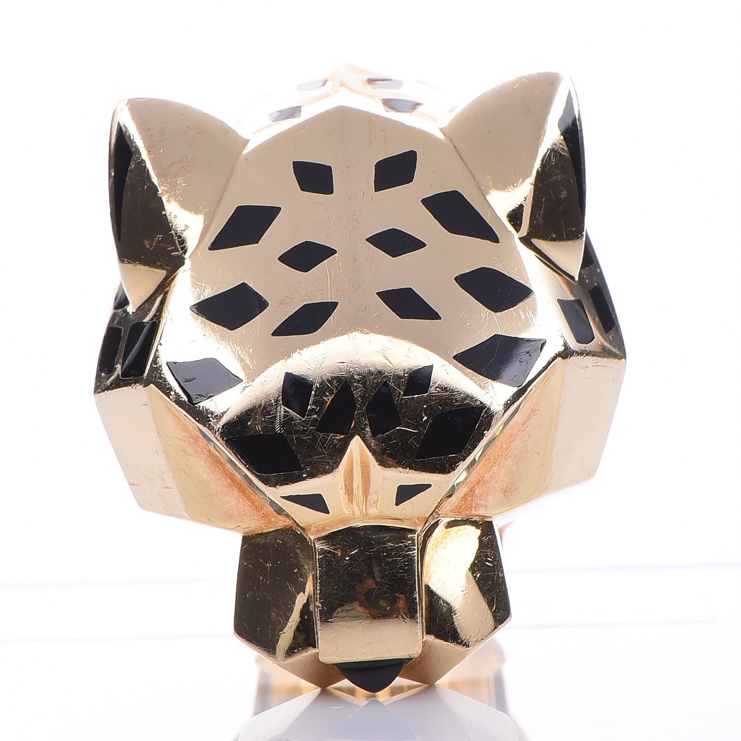 Cartier 18K Yellow Gold Peridot Onyx Panthère De Ring 57 8 5 of 16