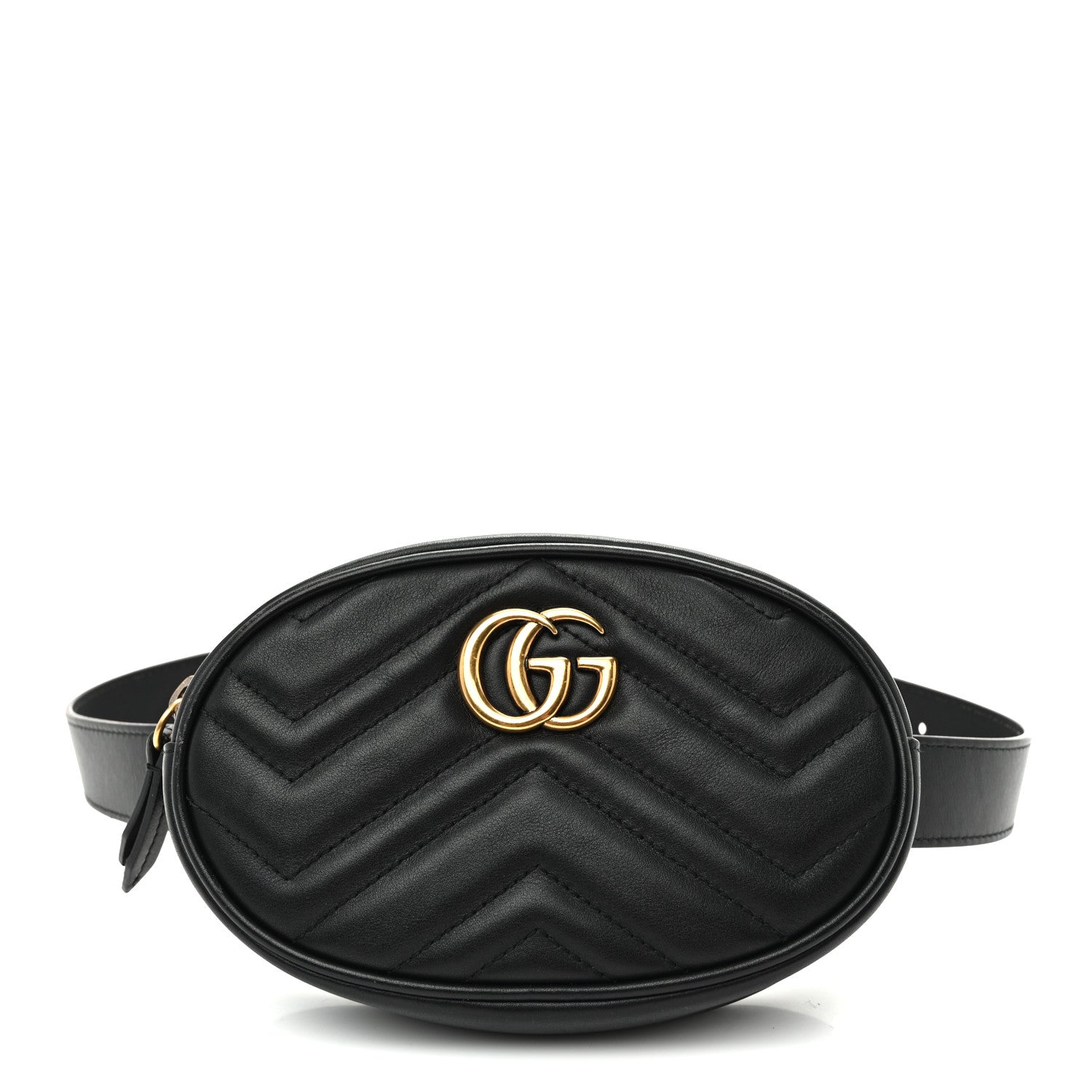 Gucci Calfskin Matelasse GG Marmont Belt Bag 75 30 Black 1 of 10