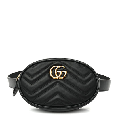 Gucci Calfskin Matelasse GG Marmont Belt Bag 75 30 Black 1 of 10