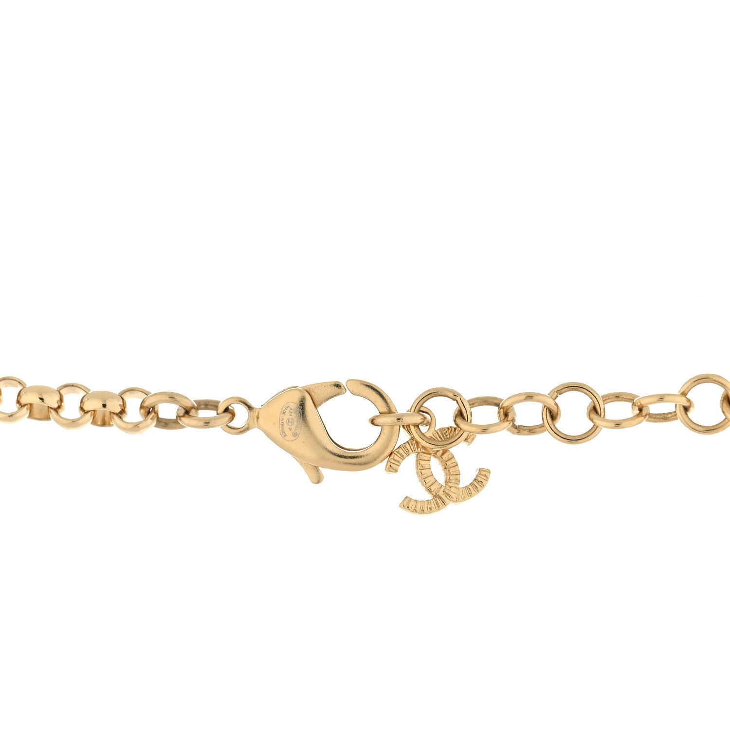 Chanel Pearl Bead Heart CC Long Necklace Gold 4 of 5