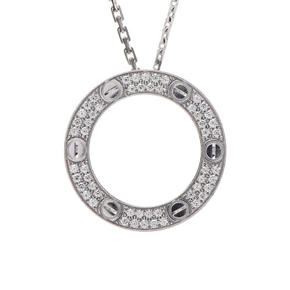Cartier 18K White Gold Diamond LOVE Paved Necklace 4 of 9