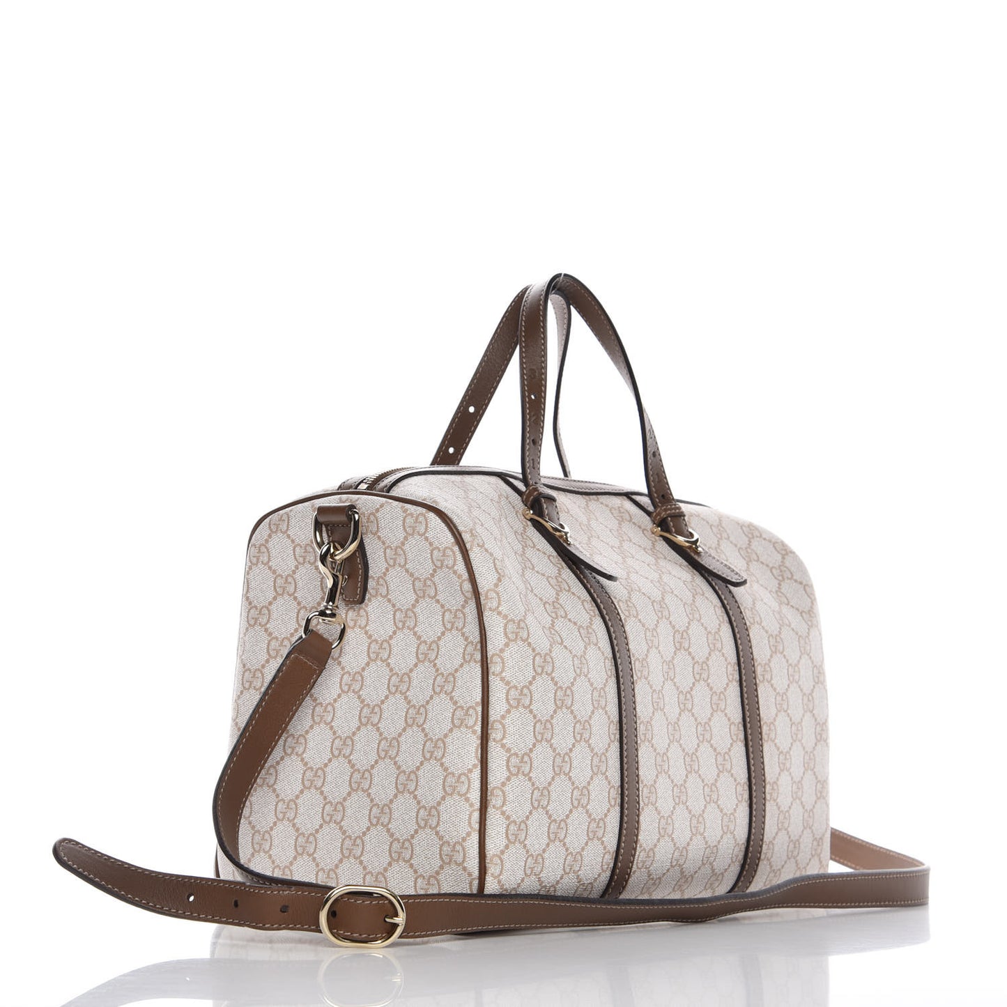 GG Supreme Monogram Calfskin Medium Nice Boston New Mystic White Beige Brown