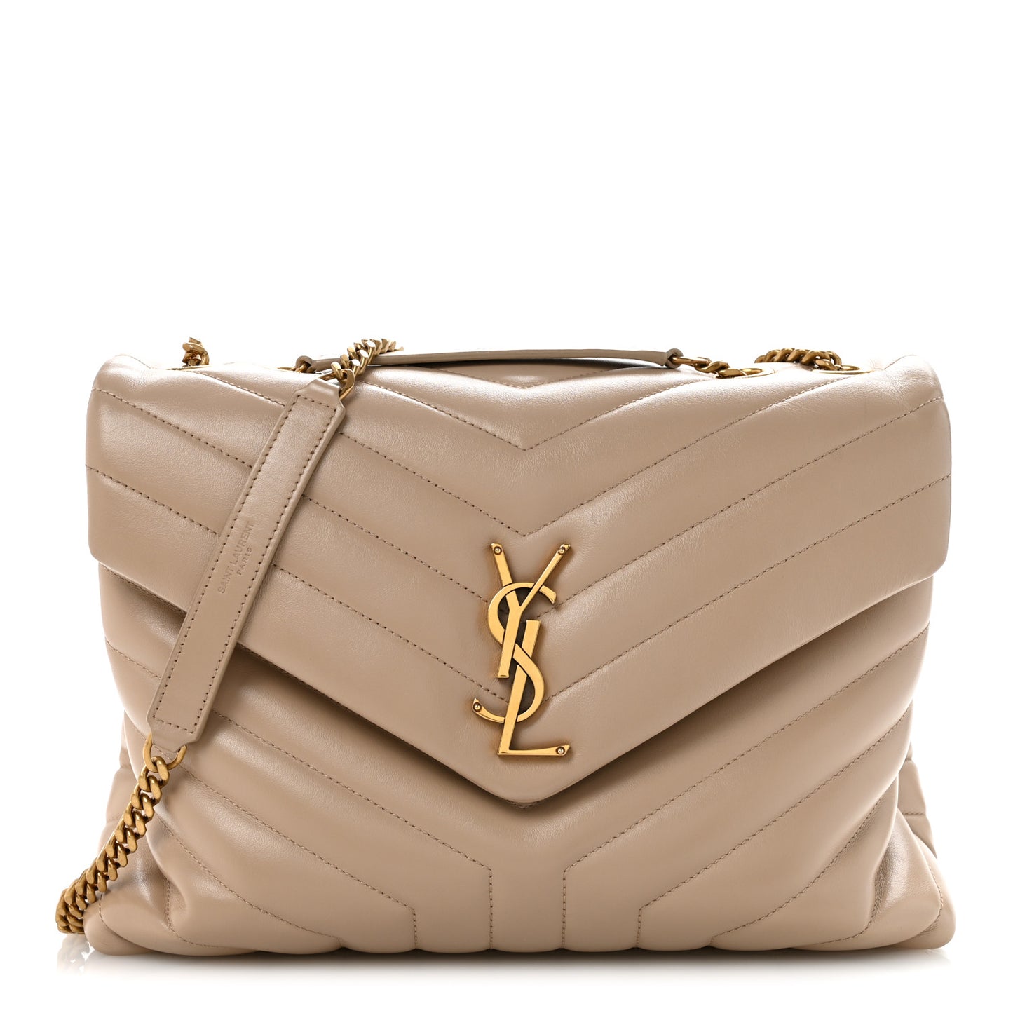 Calfskin Y Quilted Monogram Medium Loulou Chain Satchel Dark Beige