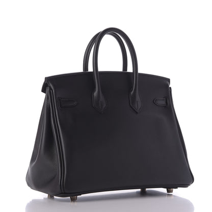 Hermes Swift Horseshoe Birkin 25 Black Prunoir 3 of 10