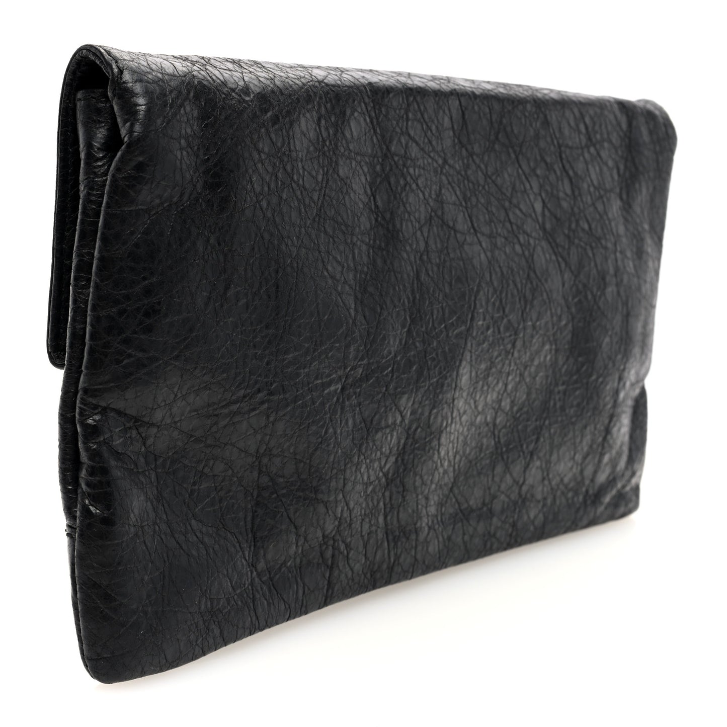 Agneau Giant 12 Gold Hardware Envelope Clutch Black