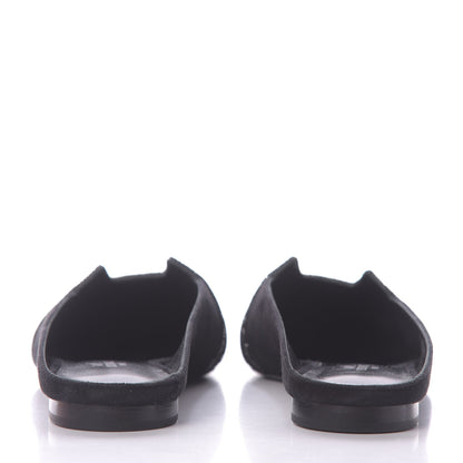 Hermes Suede Goatskin Rhinestone Roxane Mules 36.5 Black 7 of 11