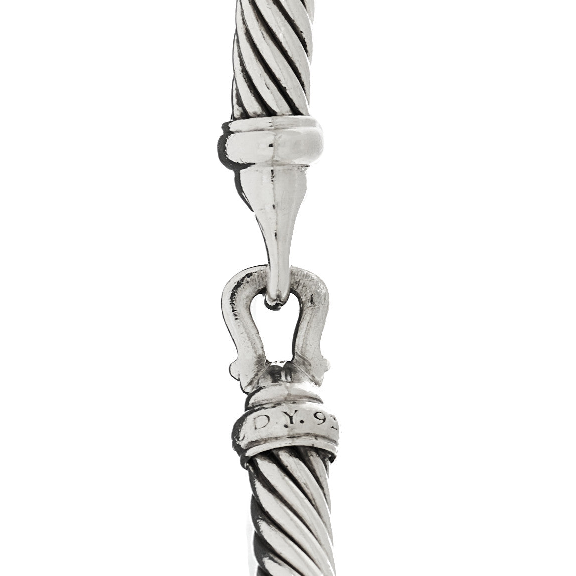 David Yurman Sterling Silver Diamond 5mm Cable Buckle Bracelet 3 of 3