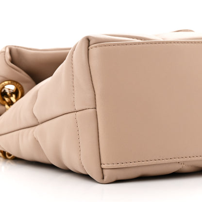 Saint Laurent Lambskin Quilted Small Loulou Puffer Monogram Chain Satchel Dark Beige 9 of 11
